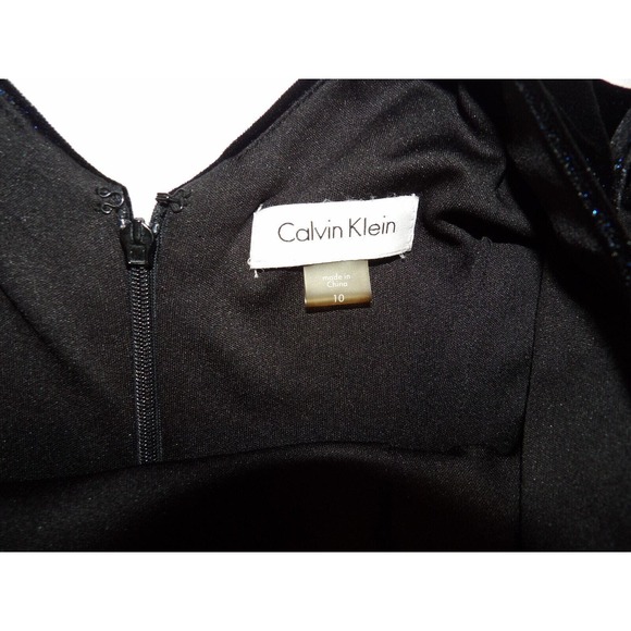 Calvin Klein Dress Womens 10 Navy Blue Velvet Twist Knot V Neck Sleeveless Knee - Picture 8 of 10